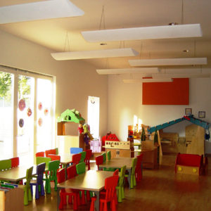 Example of ABSOPANEL sound absorbing panels in a nursery to reduce resonance in the room.